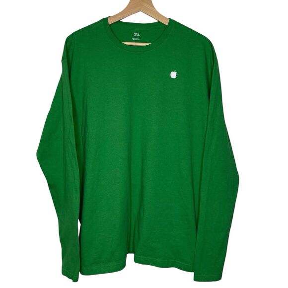 Apple Employee Shirt Adult 2XL Green Long Sleeve Apple Logo Store Uniform - Picture 1 of 4
